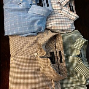 Banana Republic Men's Plaid Shirts in Blue, Beige, and Green